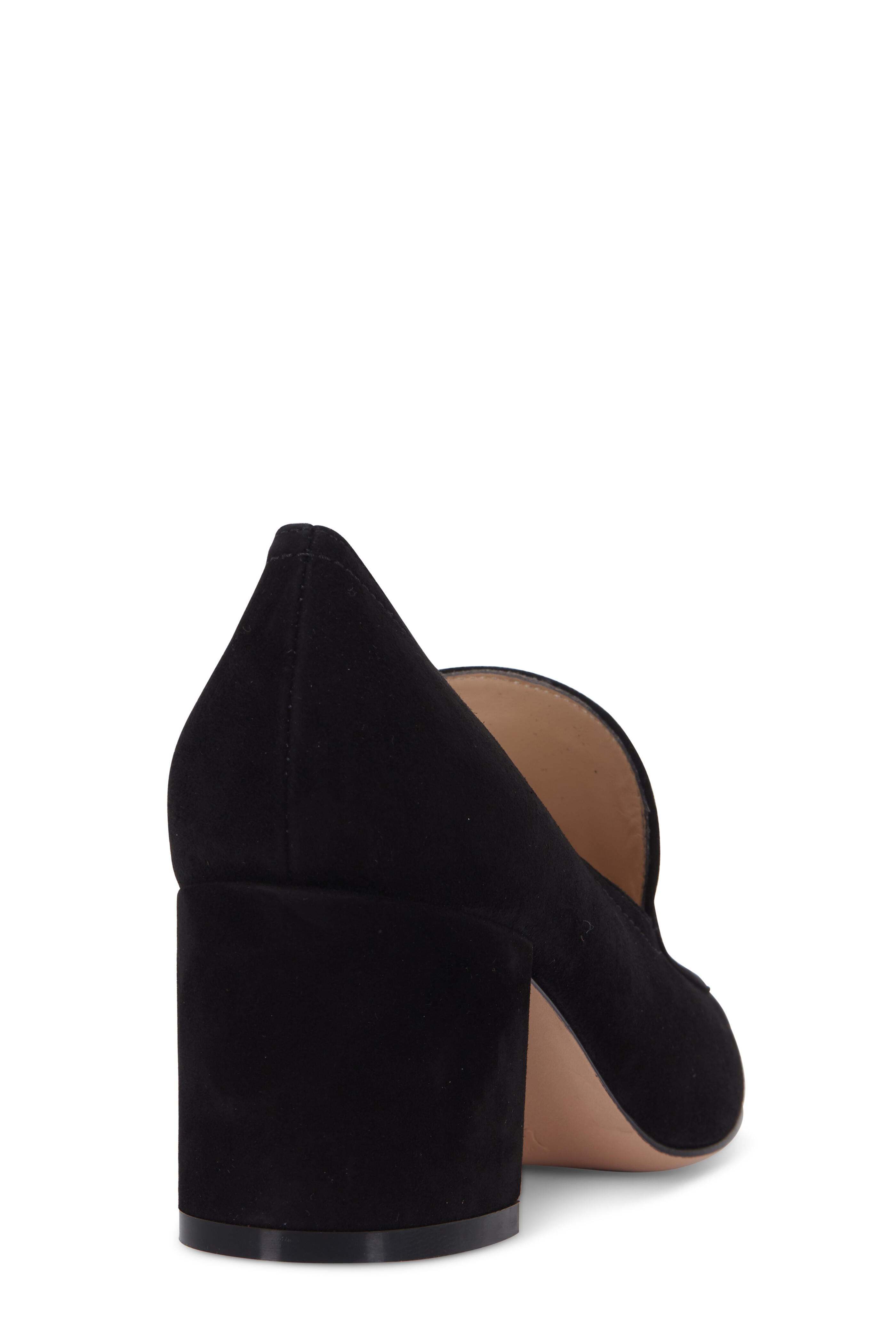 Gianvito Rossi - Black Suede Chunky Heel Loafer, 60mm