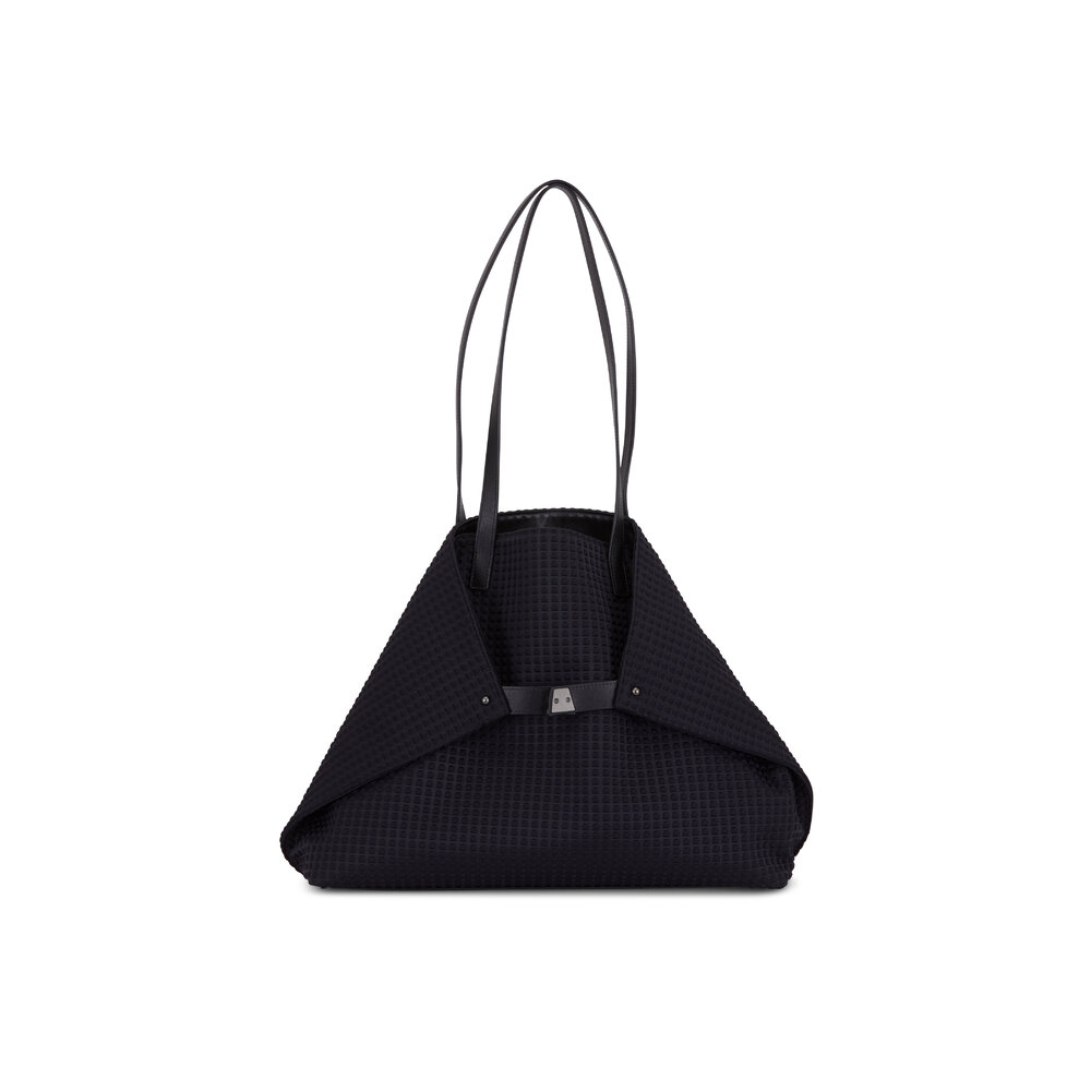 Akris - AI Black Embossed Techno Medium Shoulder Bag