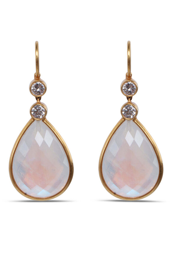 Darlene De Sedle Rainbow Moonstone & Diamond Drop Earrings