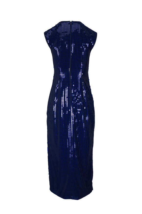 Akris Navy Lucid Sequin Midi Sheath Dress - view 3
