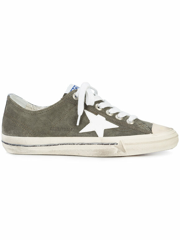 Golden Goose - Women's V-Star Military Green Suede Sneaker