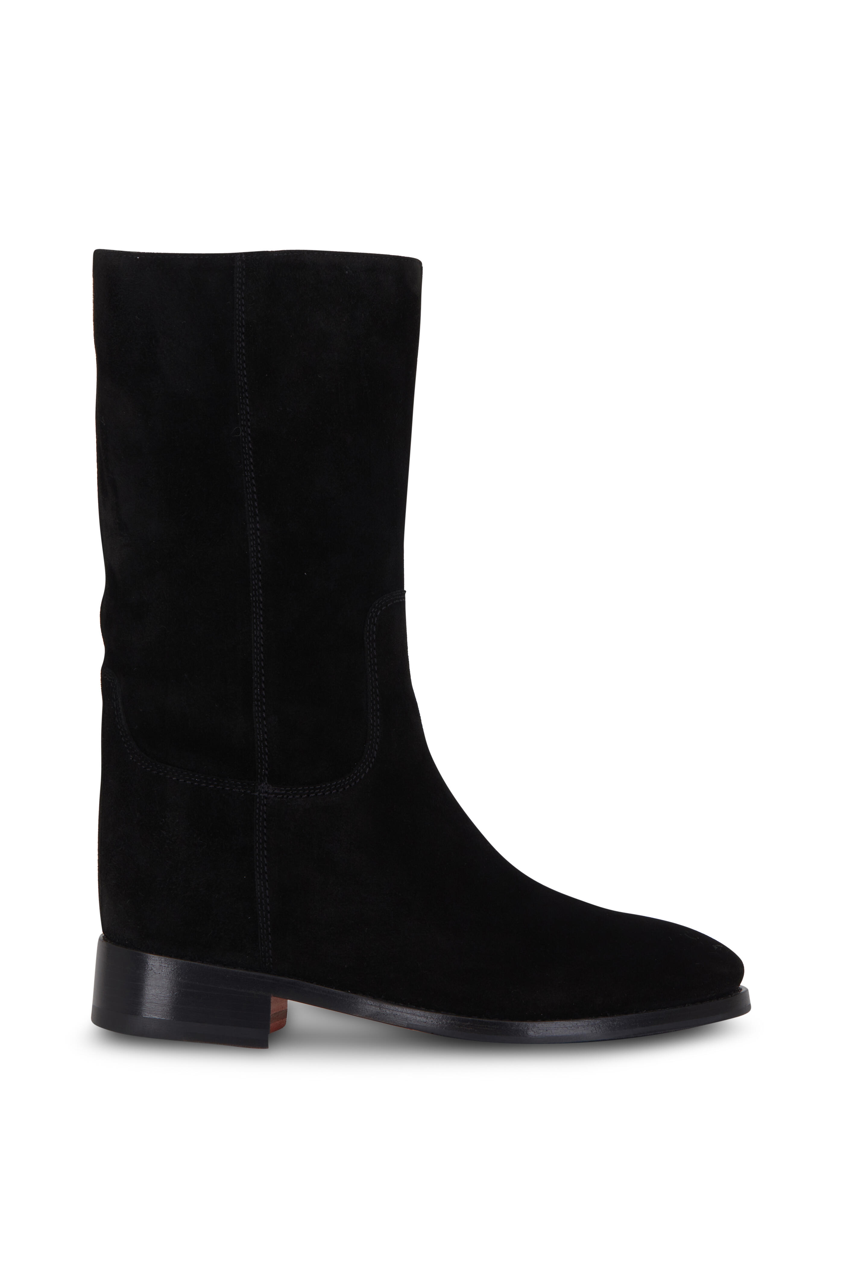 Santoni - Black Suede Mid-Calf Boot