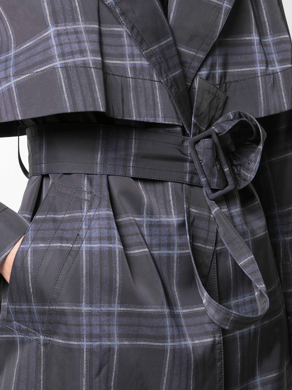 Vince - Marine Plaid Lightweight Trench Coat