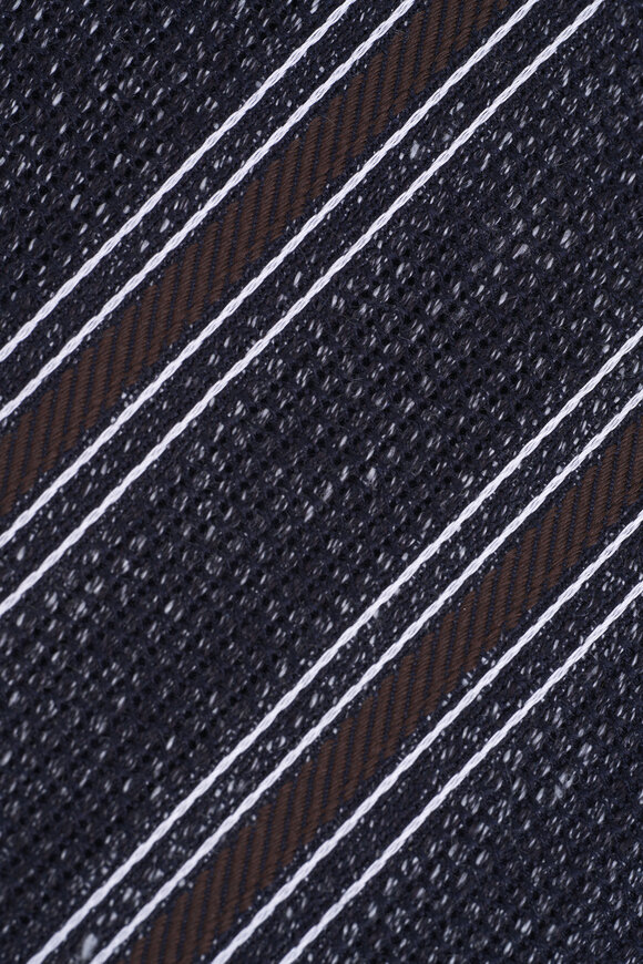 Brioni - Gray & Coffee Regal Stripe Necktie