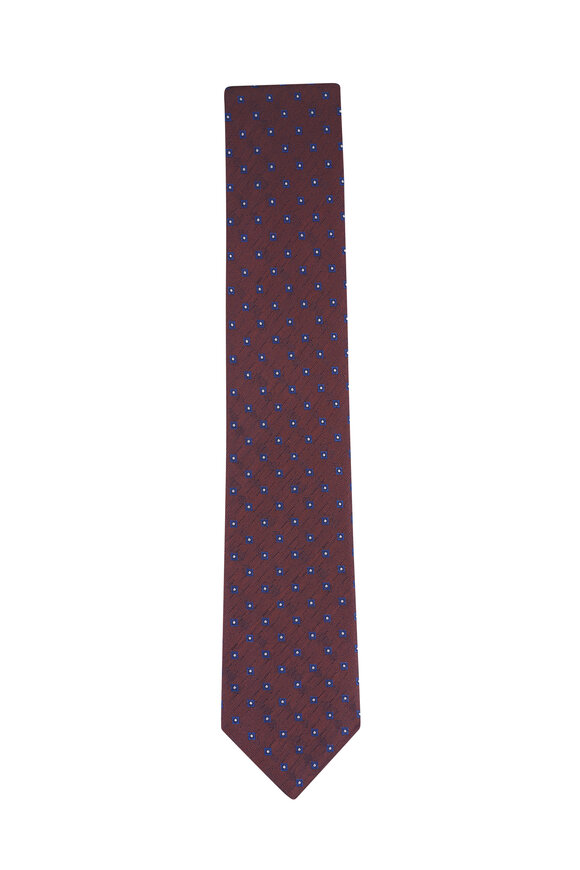 Canali Copper Blue Medallion Silk Necktie - view 1