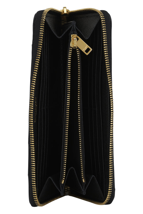 Saint Laurent Cassandre Matelassé Black Leather Zip Wallet  - view 4