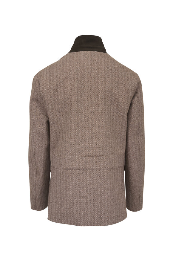Loro Piana Roadster Chocolate Herringbone Silk Jacket - view 2