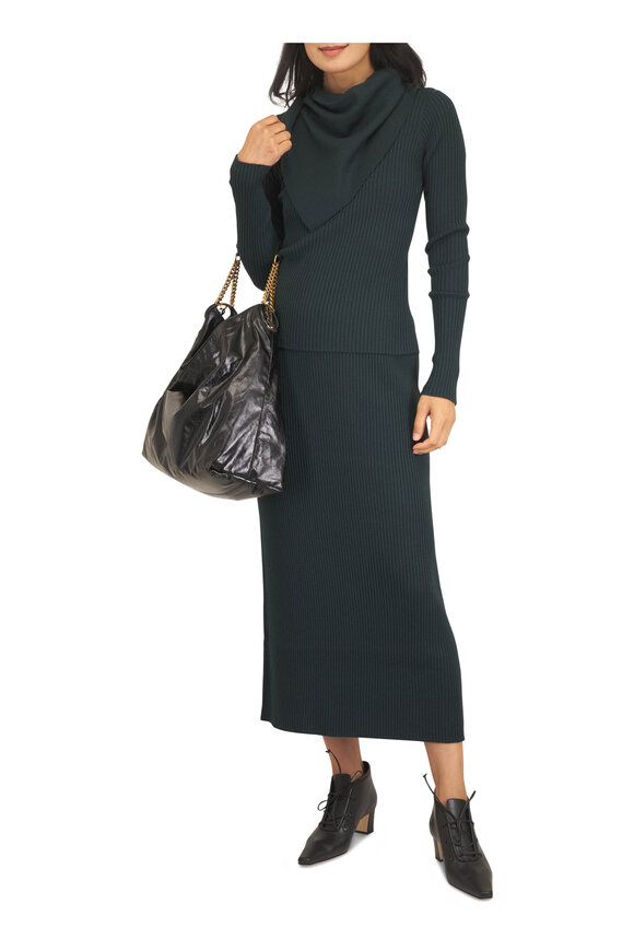 Zimmermann Valiant Bottle Green Wool Straight Skirt - view 2