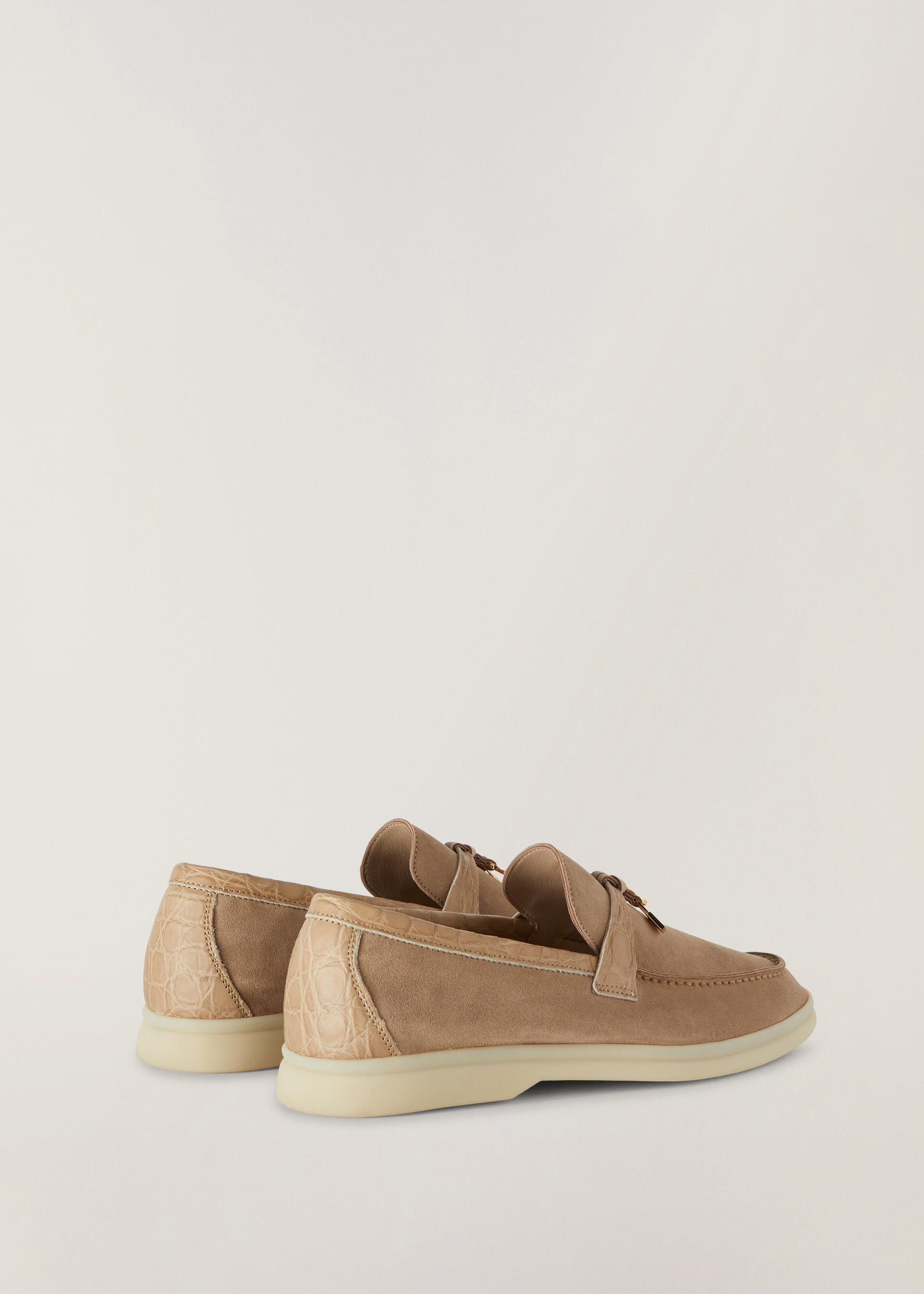Loro Piana - Summer Charms Sandstone Suede & Crocodile Loafer