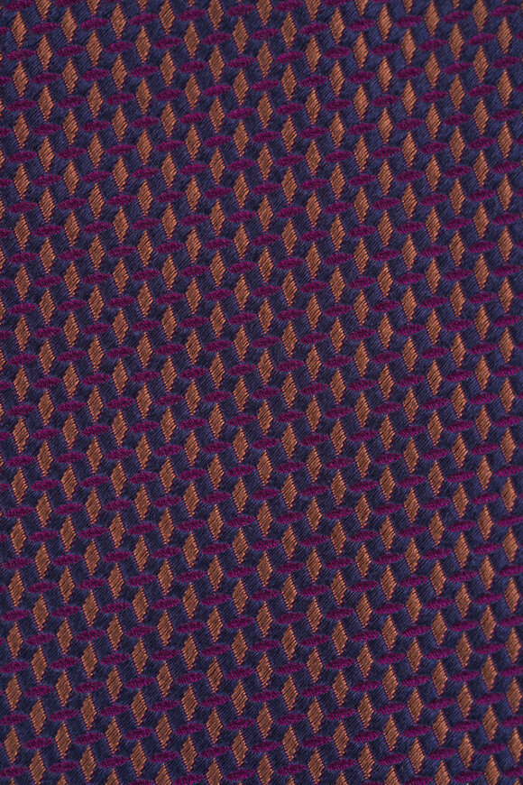 Eton Brown Micro Geometric Woven Silk Tie - view 2