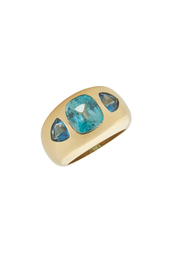 Claudia Mae - 14k Yellow Gold Aquamarine Chunky Nomad Ring