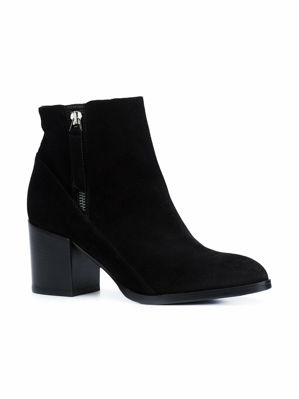 Italeau - Rea Black Suede Double Zip Ankle Boot, 70mm