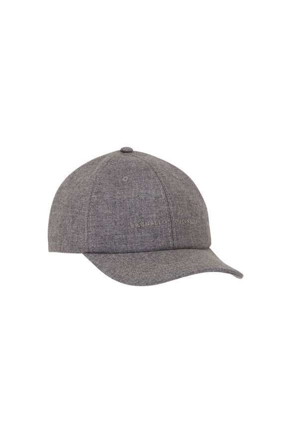 Brunello Cucinelli Gray Cashmere & Silk Baseball Cap