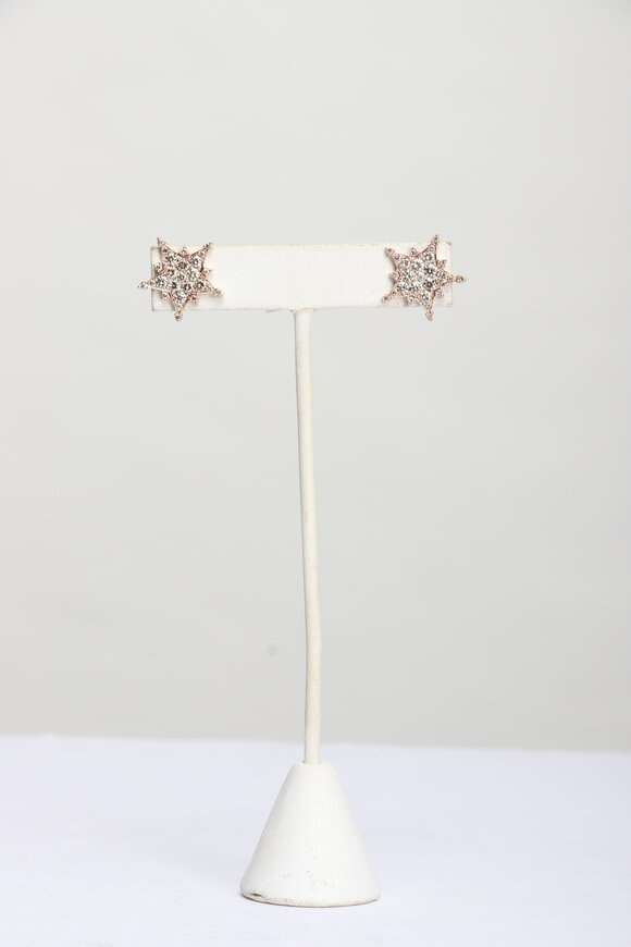 Nam Cho 18k Rose Gold Champagne Diamond Star Earrings