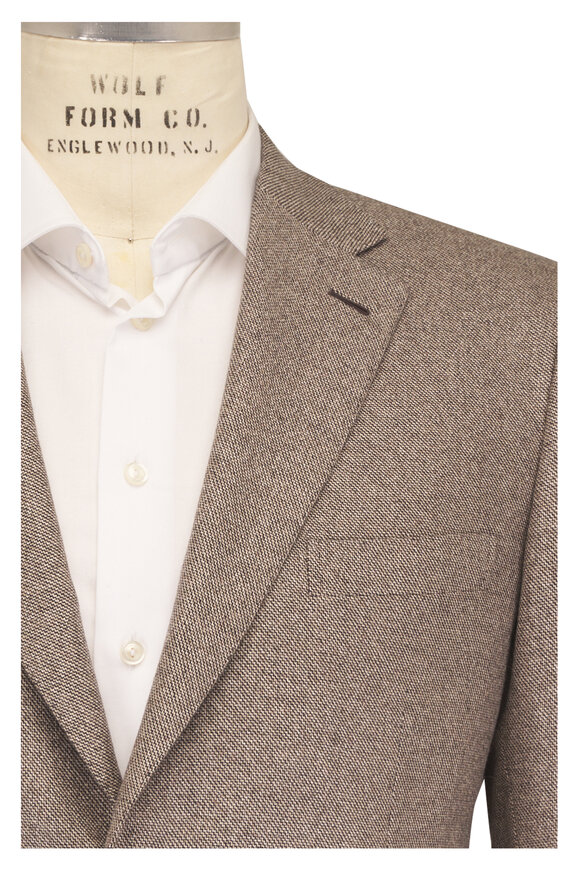Brioni Ravello Tan Silk & Cashmere Houndstooth Sportcoat - view 1