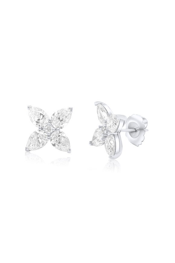 Diana M Jewels Platinum Pear Diamond Clover Earring - view 1