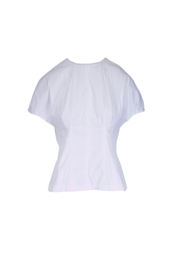 Lela Rose Poplin White Cotton Bubble Sleeve Top - view 1