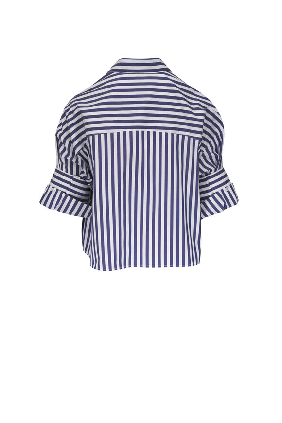 TWP - Stark Indigo & Off White Stripe Cotton Shirt 