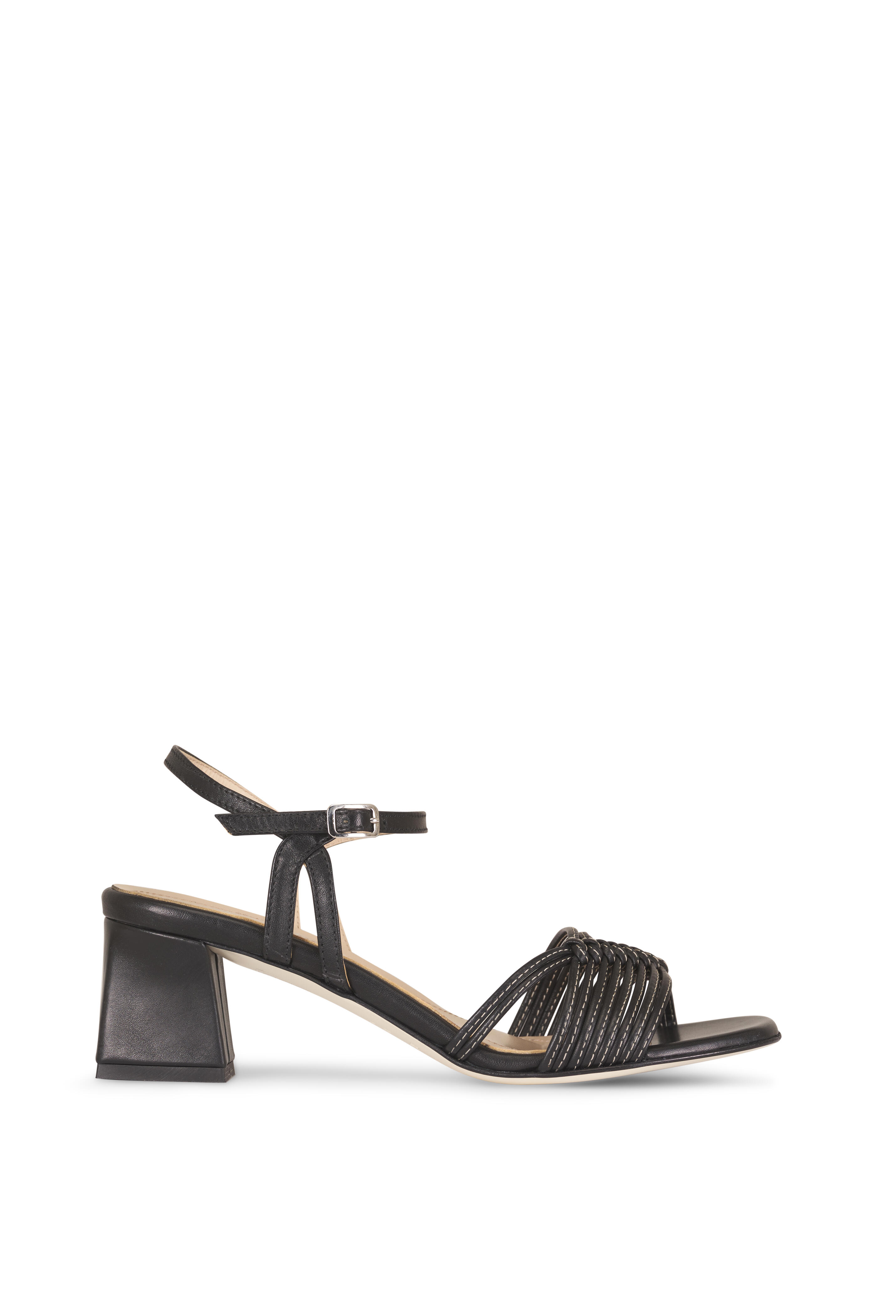 Ron White - Kerianne Onyx Leather Sandal, 50mm - view 3