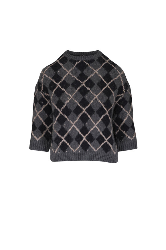 Khaite Colt Stone Argyle Cashmere Sweater