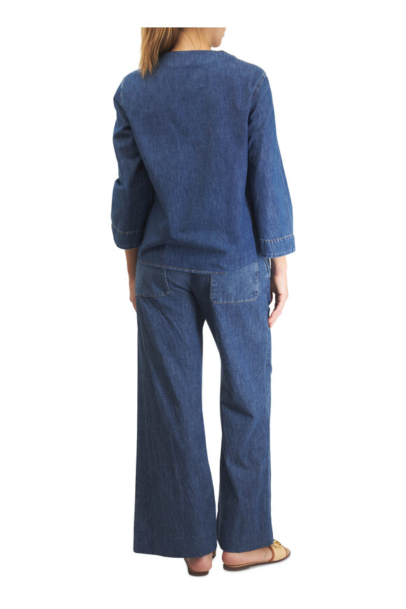Valentino VLogo Blue Chambray Top - view 4