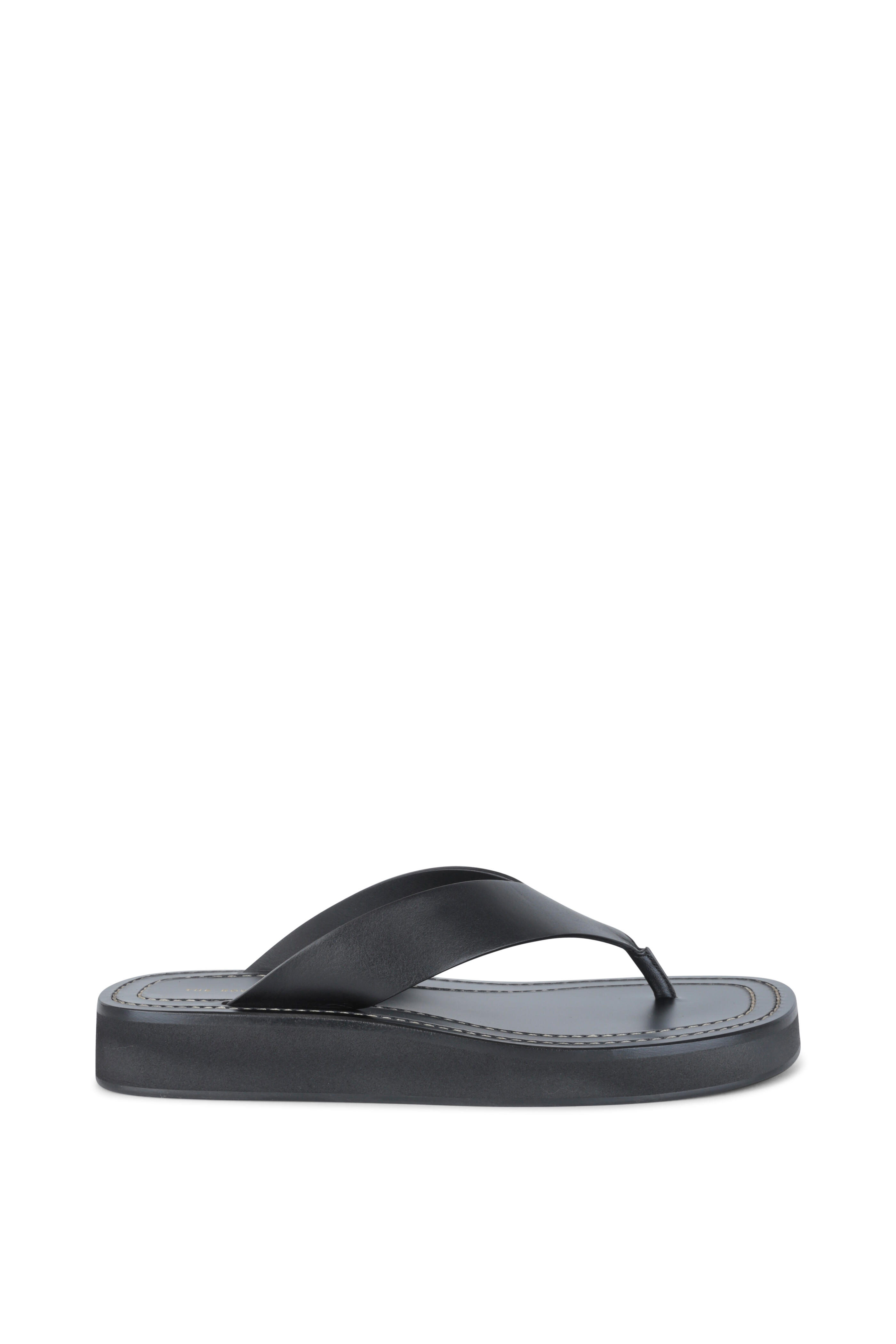 Leather thong sandals in black - The Row