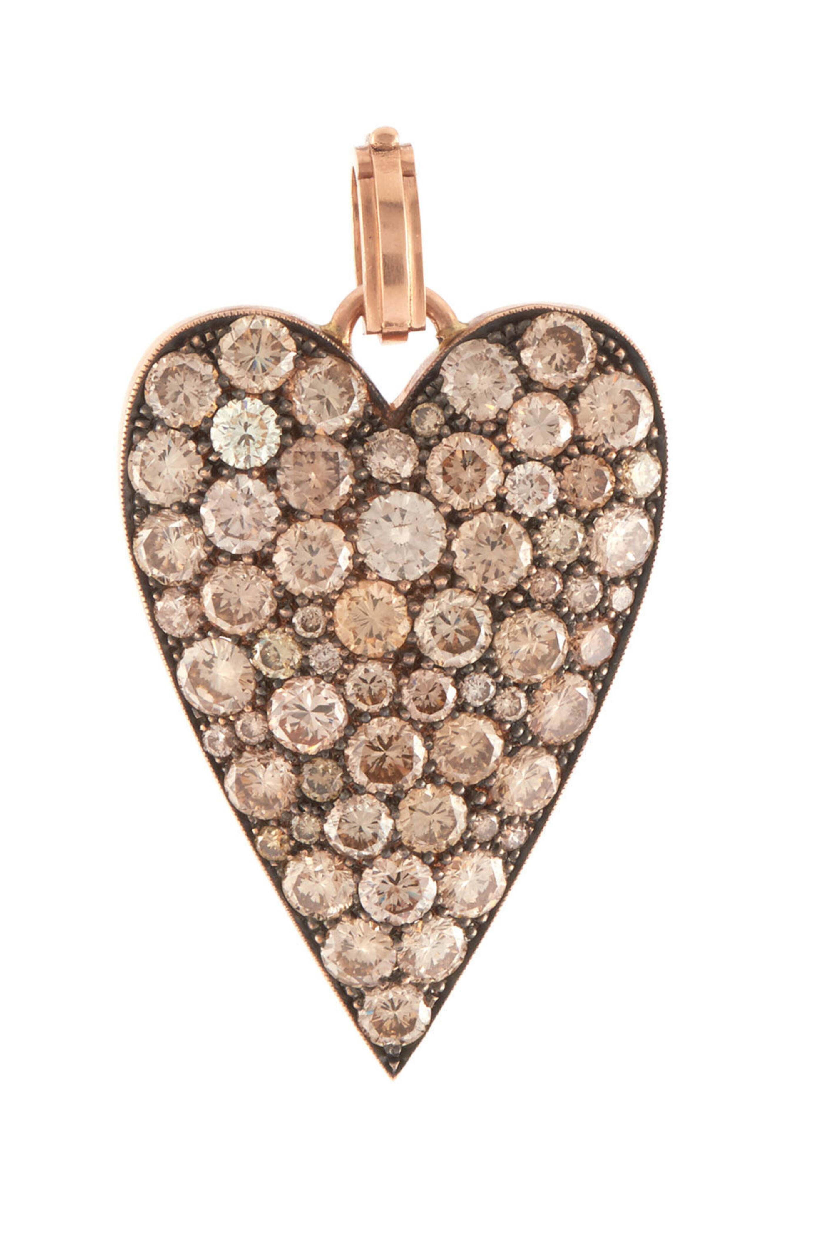 Sylva & Cie - Champagne Full Cut Diamond Heart Pendant