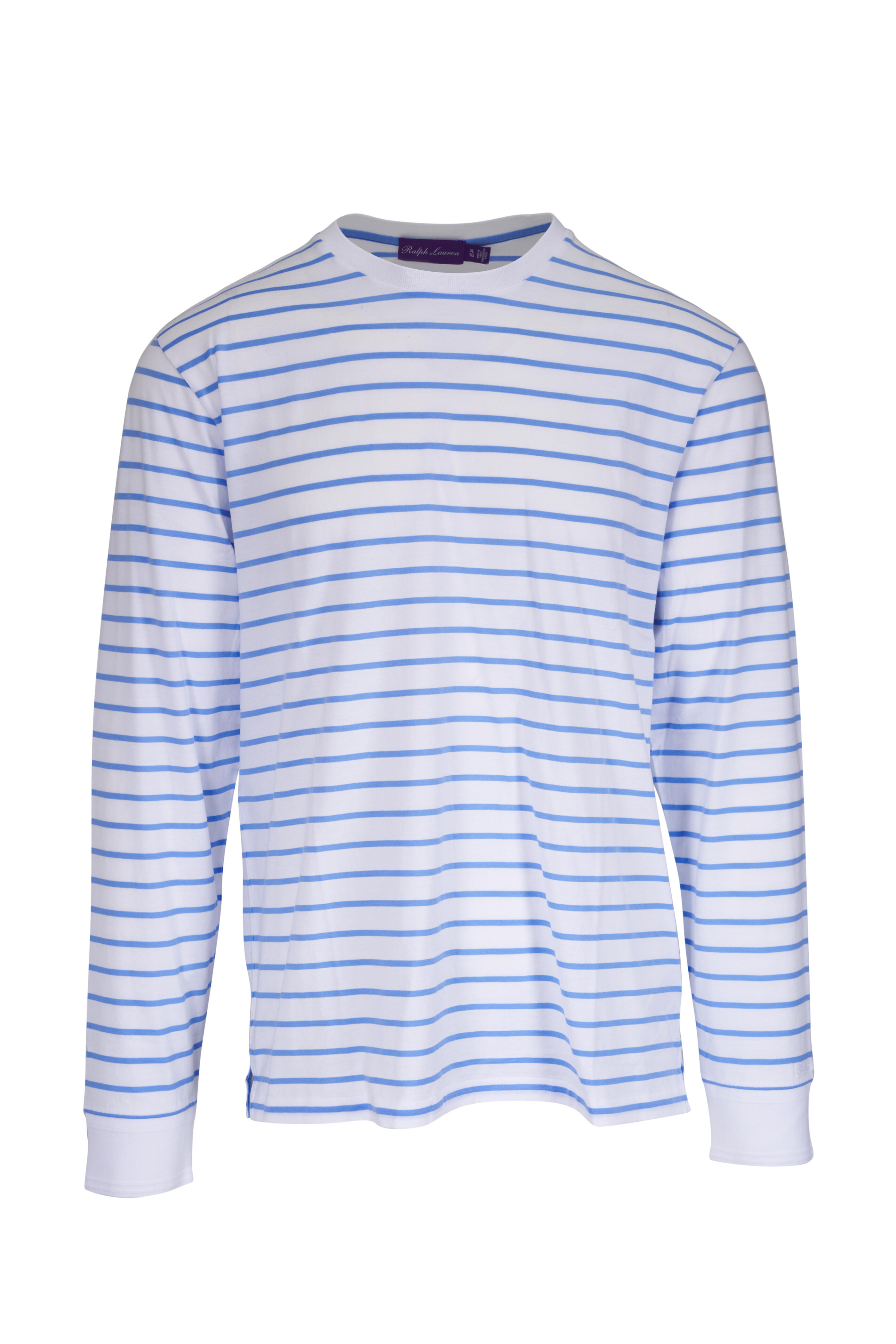Ralph Lauren Purple Label - Light Blue & White Stripe Long Sleeve T-Shirt