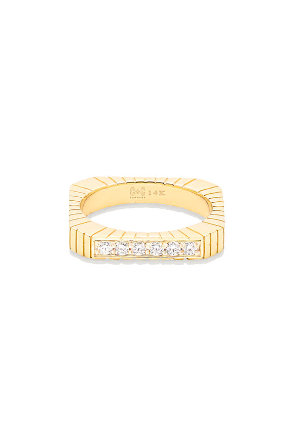 Campbell + Charlotte - Spark Etched Diamond Stacking Band Ring