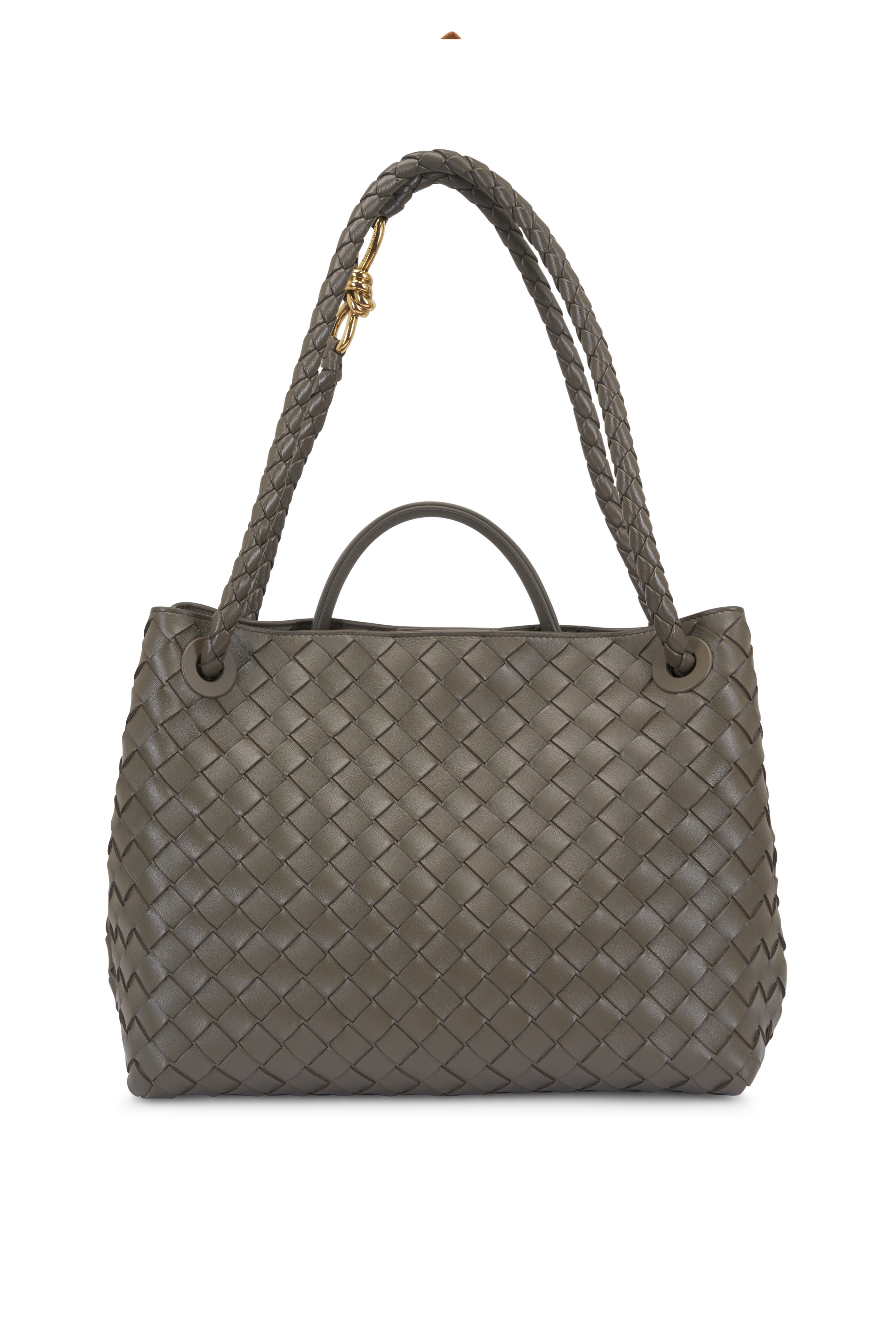 Bottega Veneta - Andiamo Cypress Intrecciato Leather Top Handle Bag