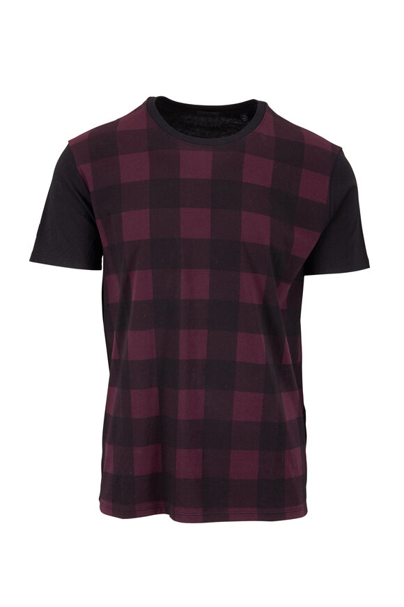 A T M - Merlot & Black Plaid Crewneck T-Shirt