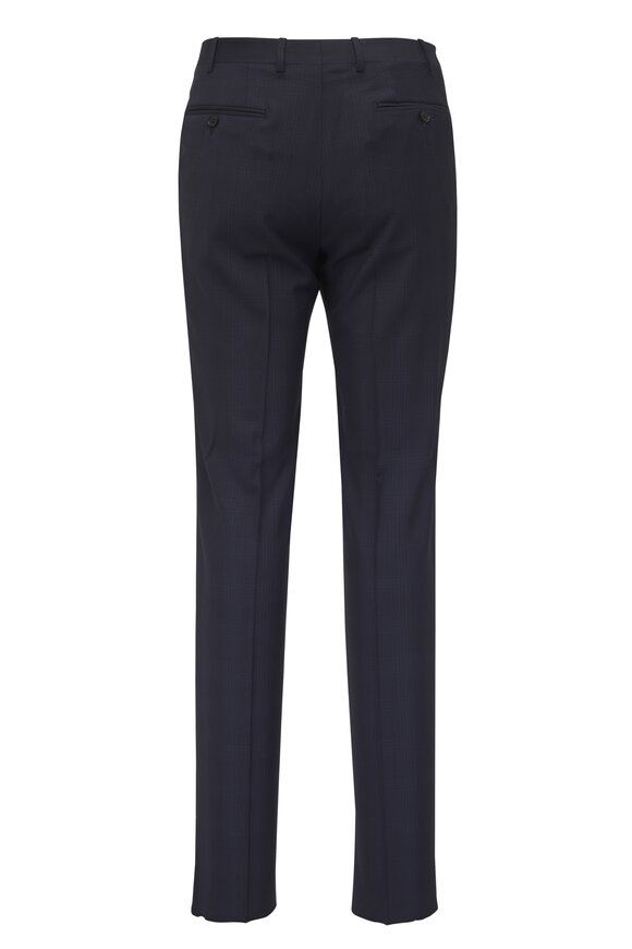 Canali Navy Tonal Plaid Wool 150's Suit - view 4