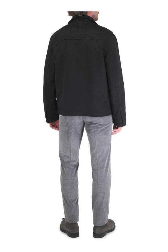 Isaia Black Cashmere Full Zip Bomber Jacket - view 3