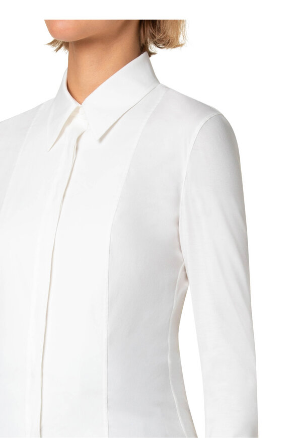 Akris Punto - White Mix Media Button Down Blouse