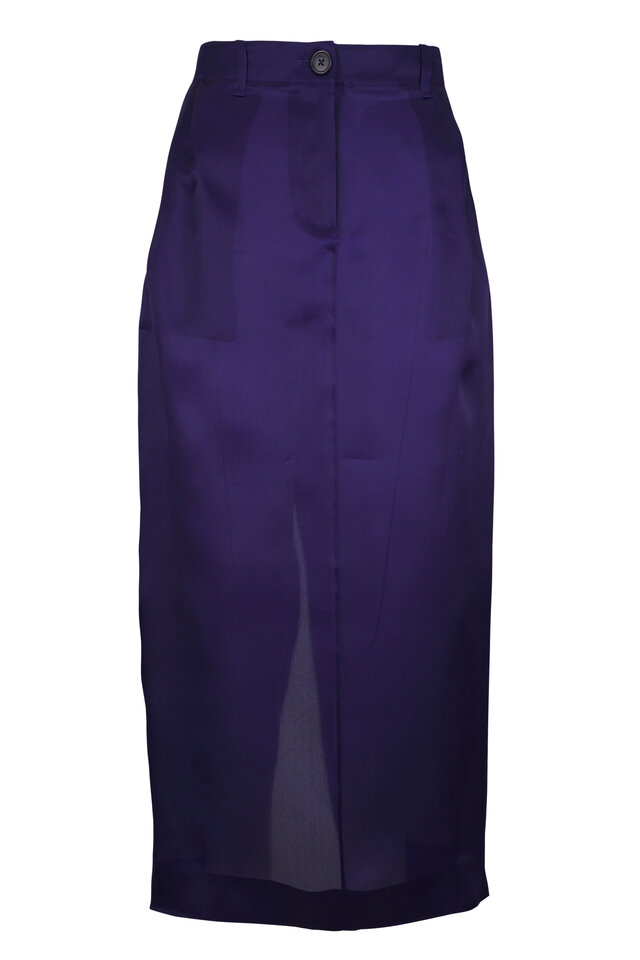 Zimmermann - High Tide Lilac Flower High-Rise Linen Maxi Skirt 