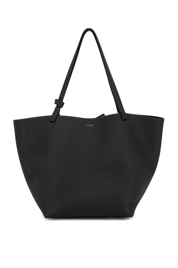 The Row Park Leather-trimmed Canvas Tote in Black