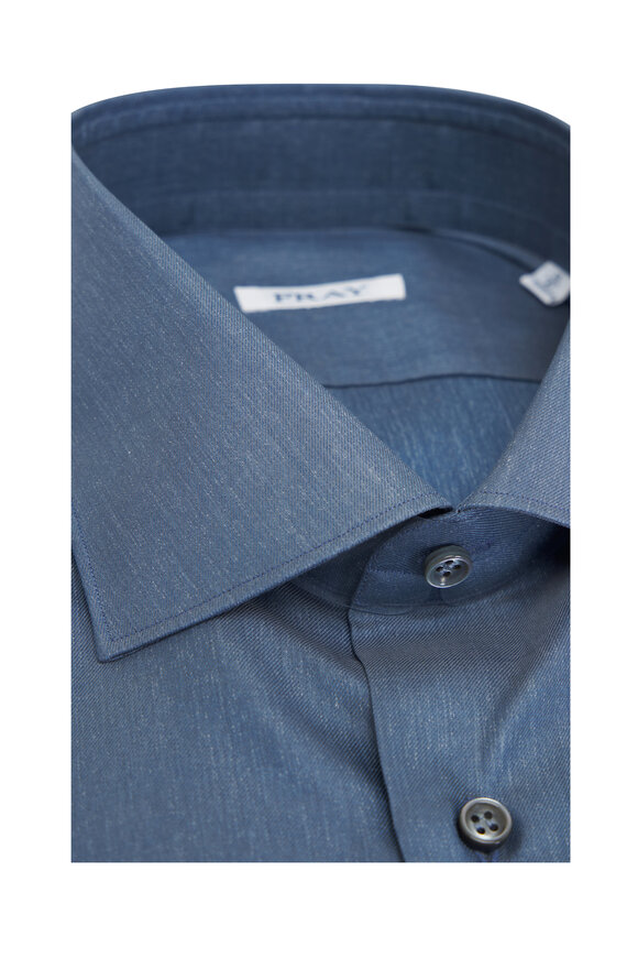 Fray - Solid Dark Blue Cotton Dress Shirt