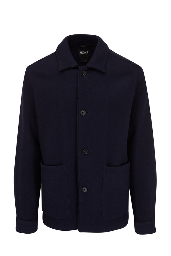 Zegna - Solid Navy Wool/Cashmere Chore Jacket