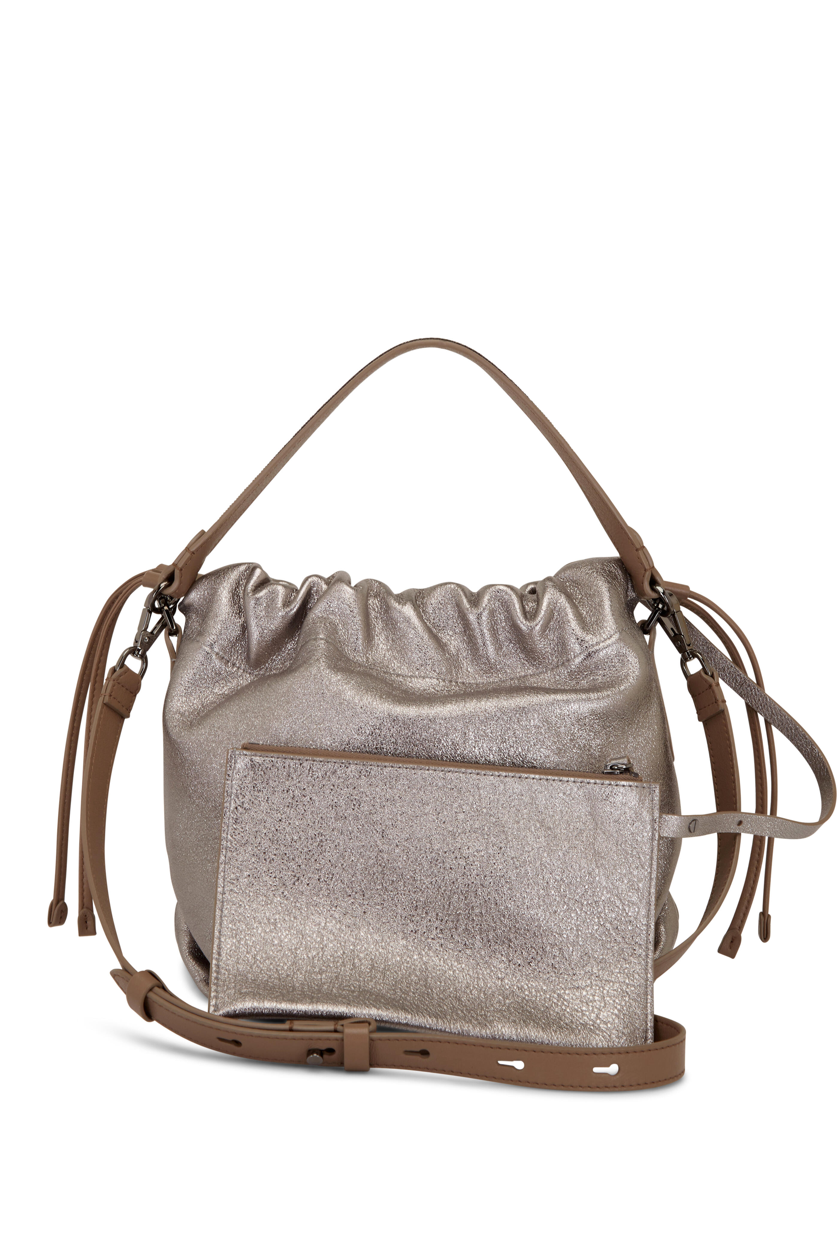 Brunello Cucinelli - Titanium Leather Cinched Top Handle Bag