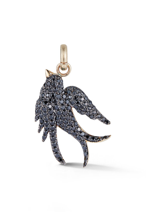 Storrow 14k Yellow Gold Black Diamond Birdie Charm