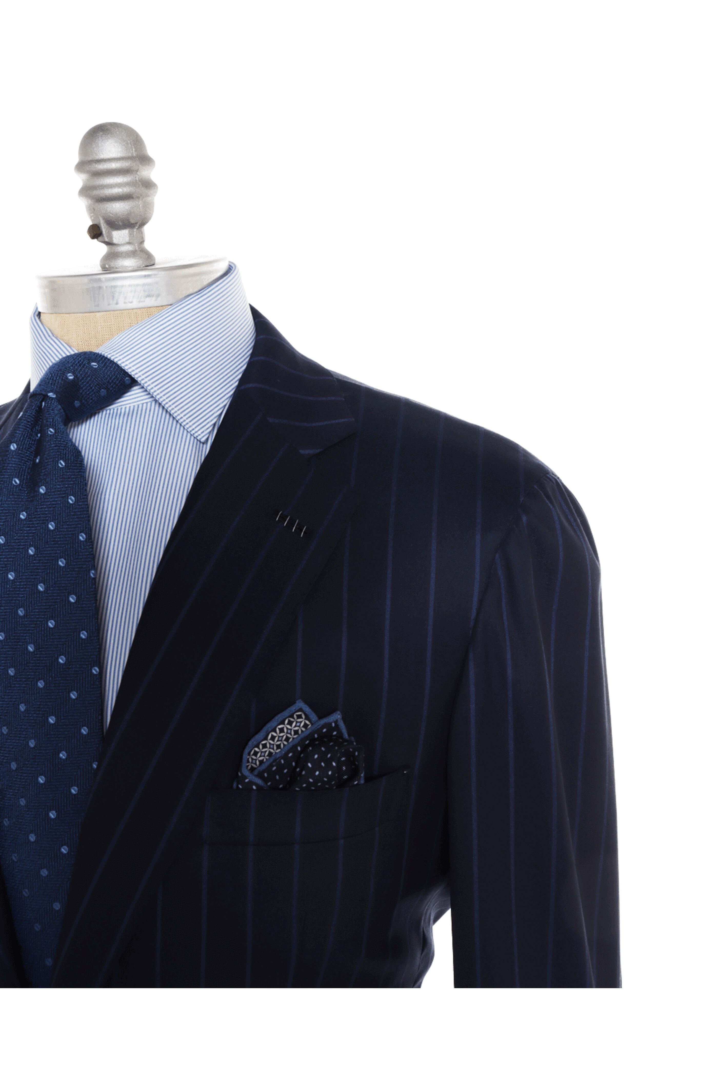 Brioni - Navy and Sapphire Pinstriped Stretch Suit