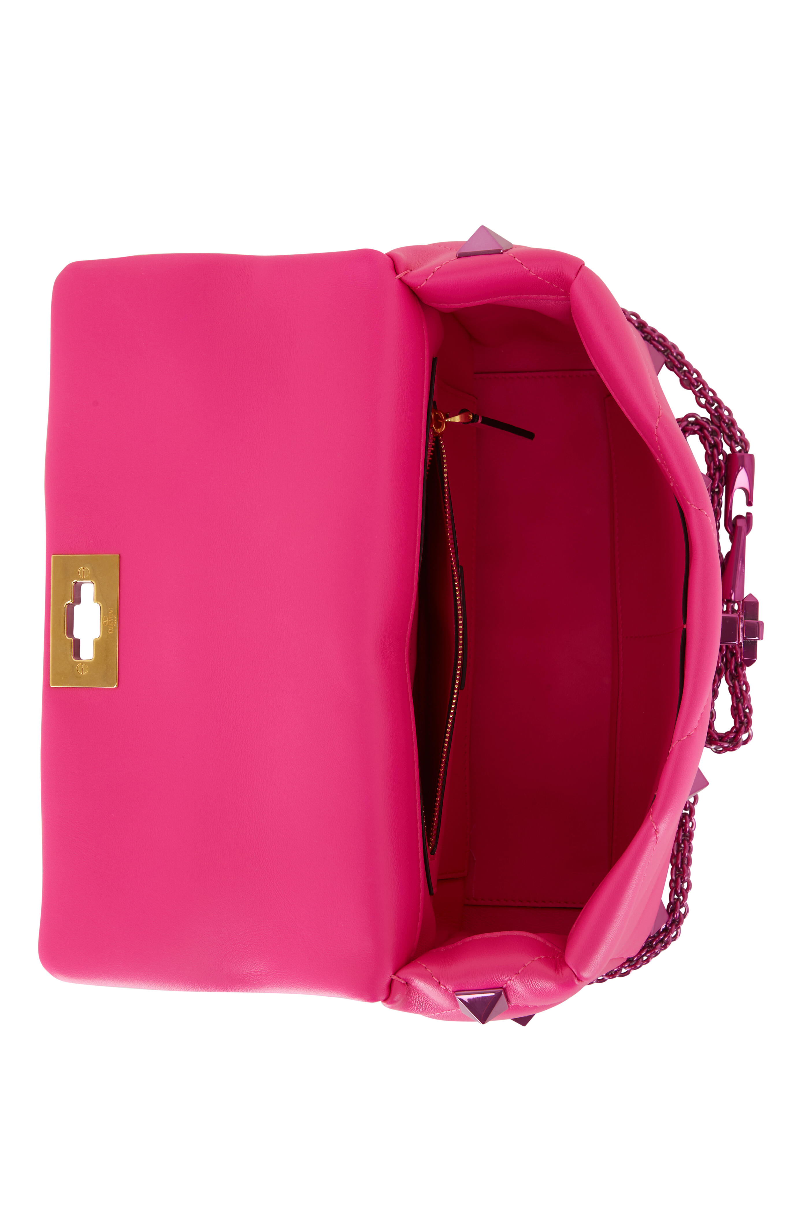 Valentino, Bags, Valentino Large Roman Stud Nappa Pink Shoulder Bag