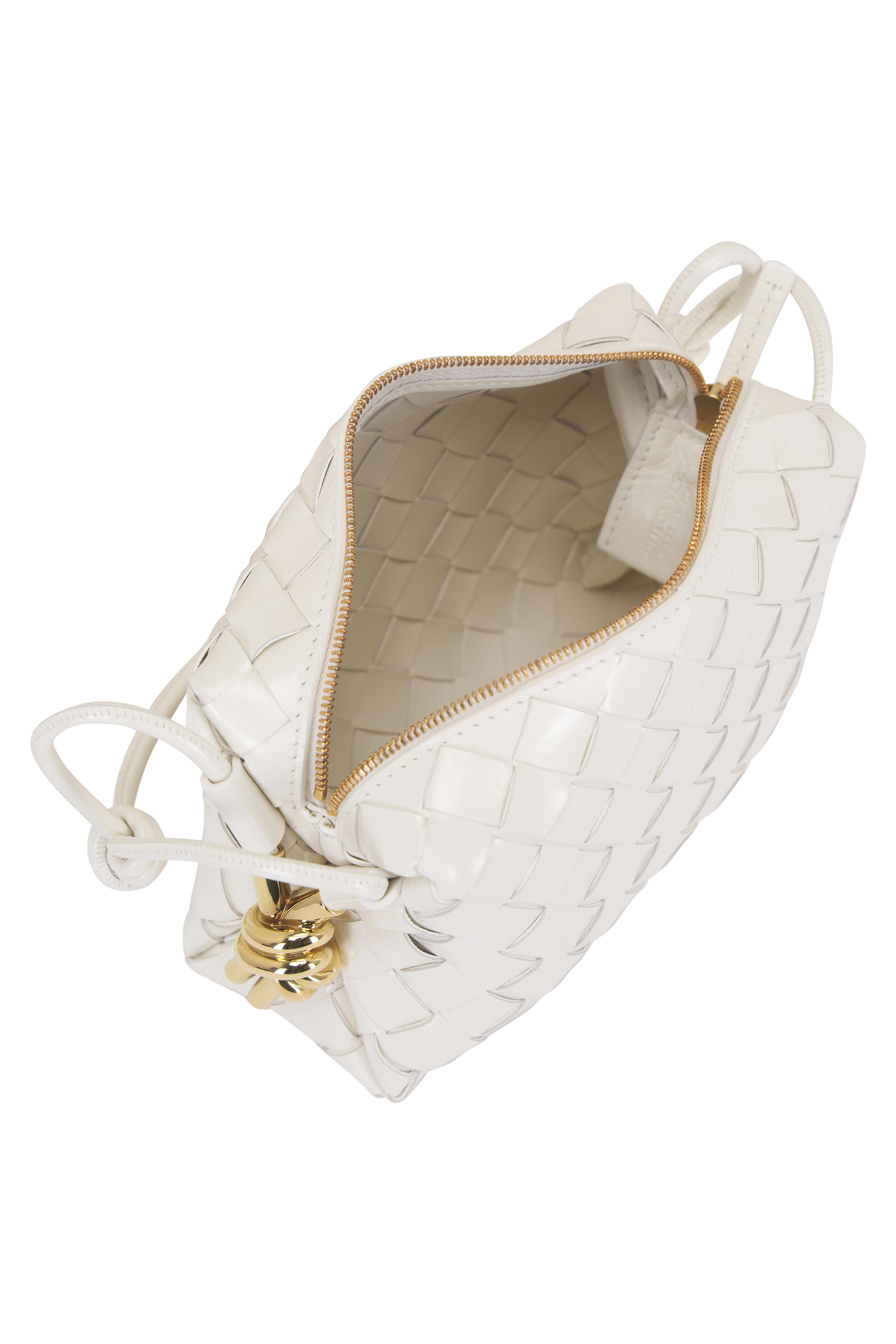 Bottega Veneta - Mini Loop Bone Woven Leather Pouch