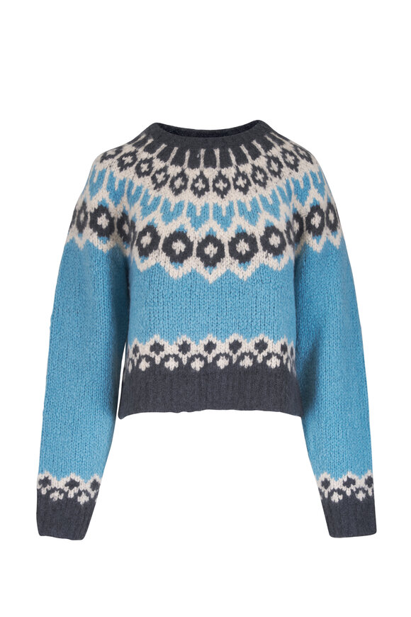 Nili Lotan Isaline Blue Fair Isle Cashmere & Silk Sweater - view 1