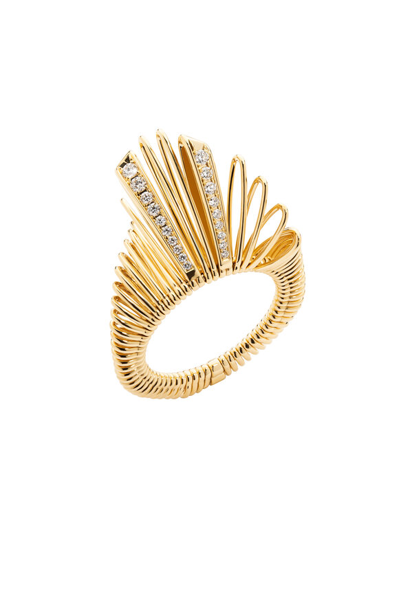 Peruffo 18k Yellow Gold Guitar & Diamonds Midi Ring - view 1