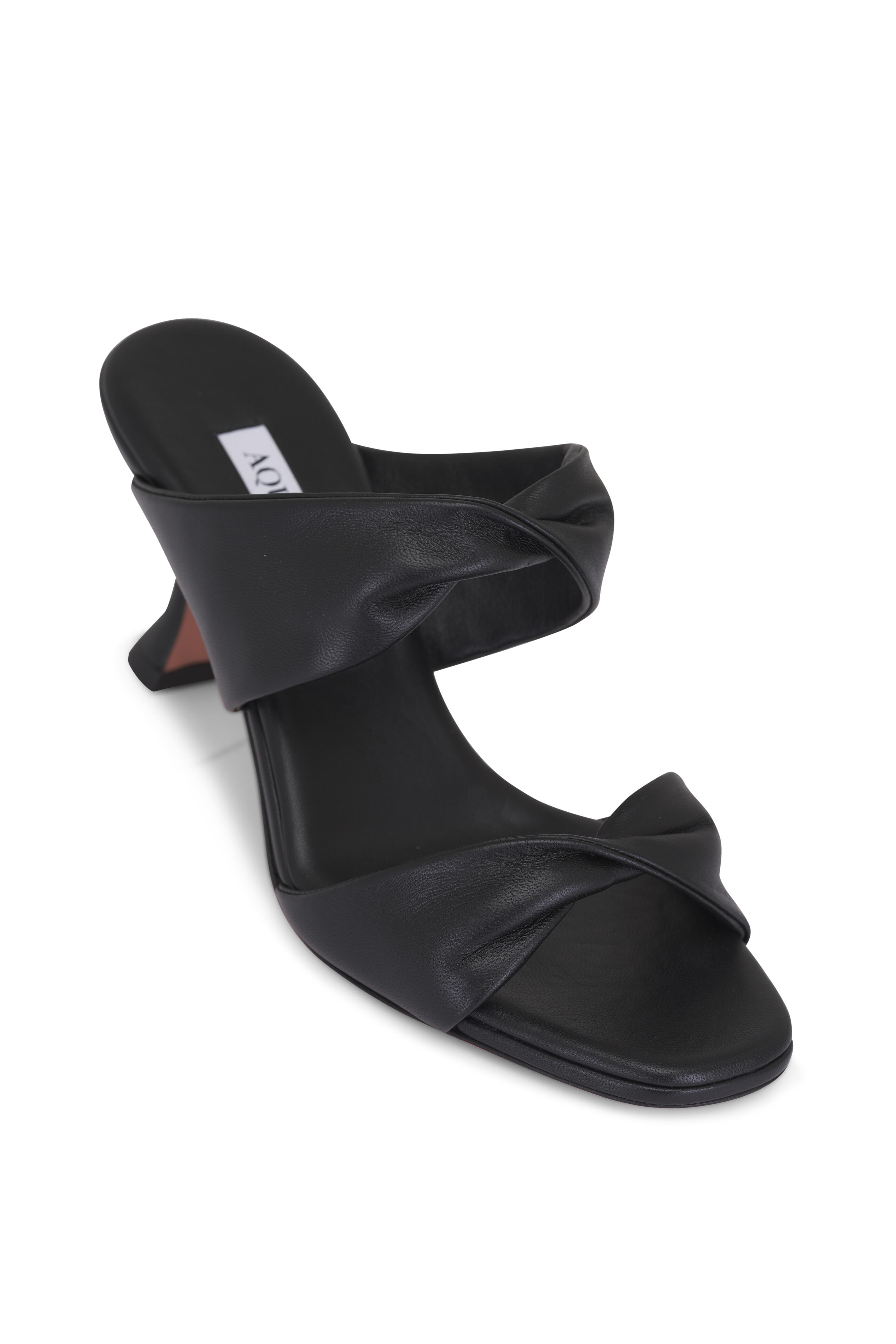 Aquazzura - Twist Black Leather Sandal, 75mm | Mitchell Stores