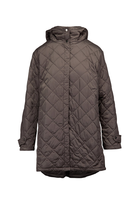 Herno Sateen Charcoal Gray Hi-Low Quilted Jacket - view 1