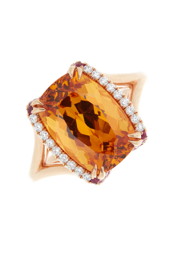 Omi Privé - Yellow Gold Spessartite Ruby & Diamond Ring
