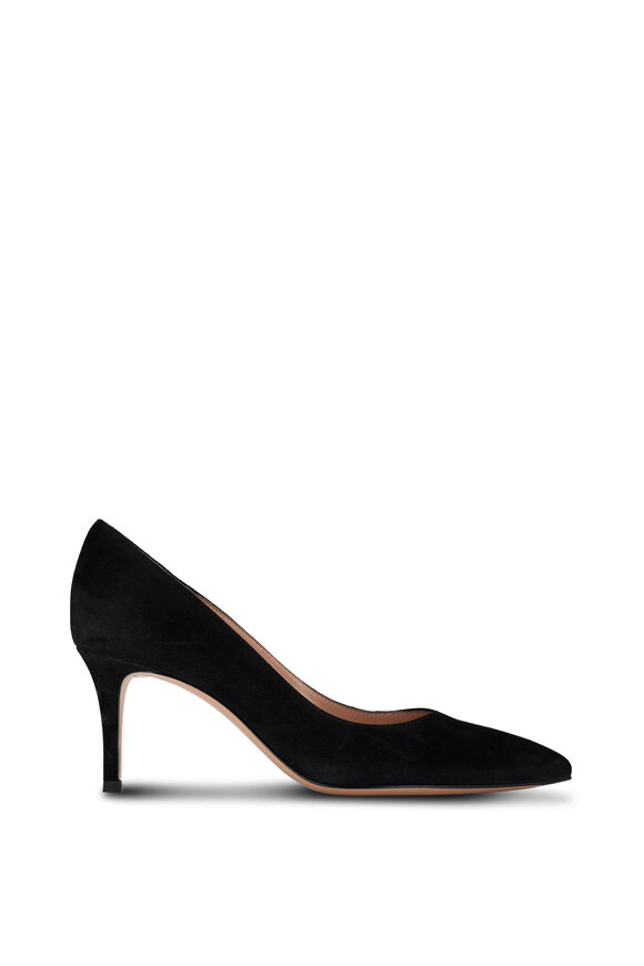 Gianvito Rossi - Camnero Black Suede Pointed Pump, 70mm