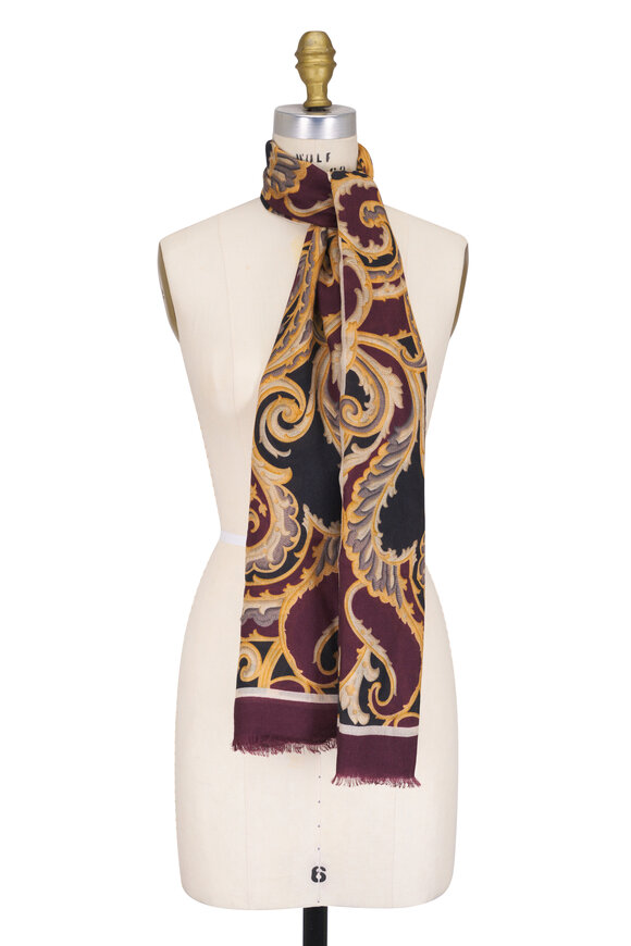 Etro Gold Multicolor Boheme Print Scarf